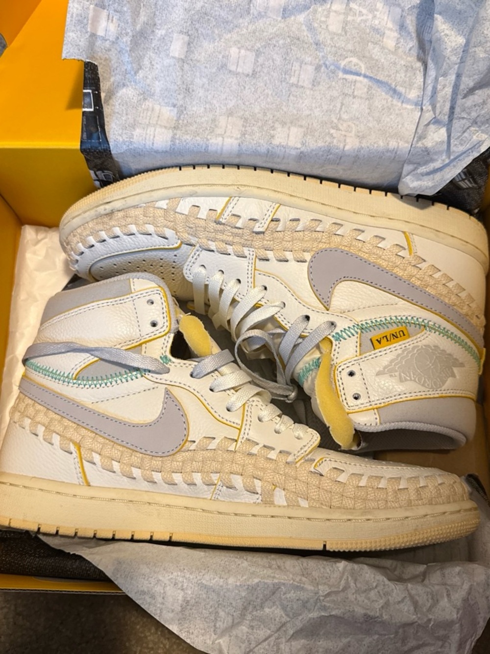 Nike Air Jordan 1 Low Woven Accent Sneakers - Cream & Light Gray